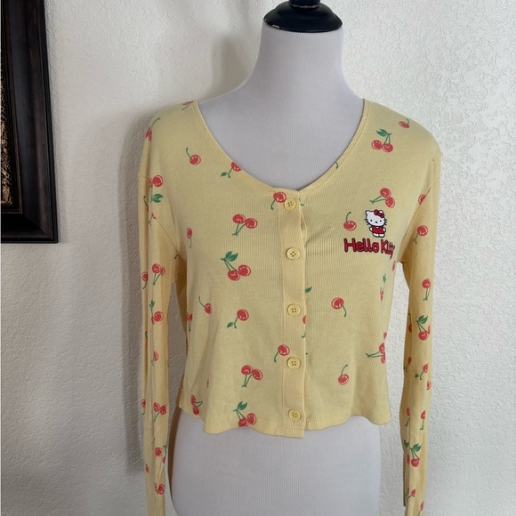 Yellow Hello Kitty Cherry Cardigan Only M - Picture 4 of 10
